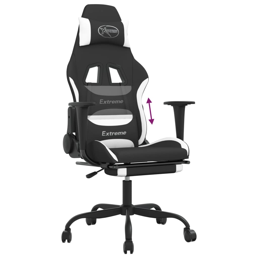 Cadeira de gaming com apoio para os pés tecido preto e amarelo