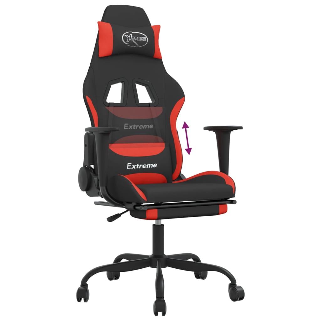 Cadeira de gaming com apoio para os pés tecido preto e amarelo