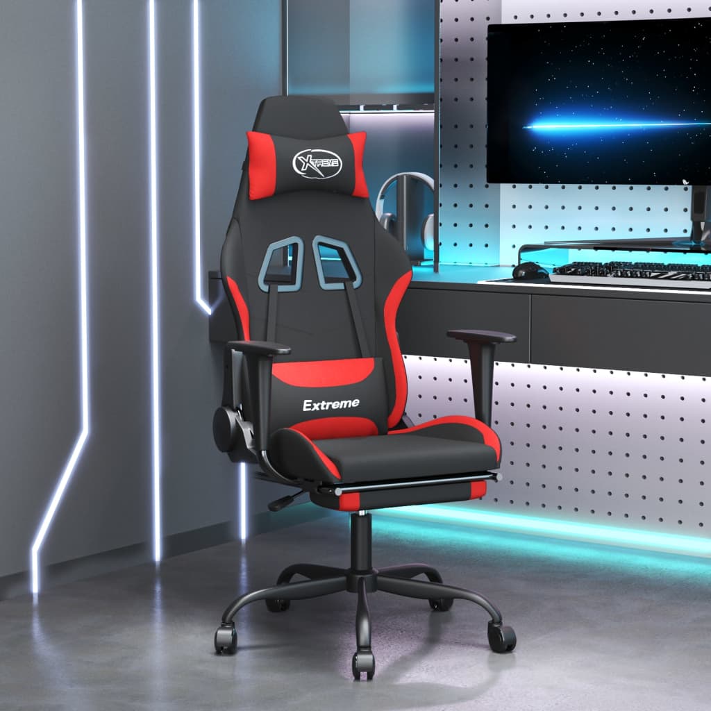 Cadeira de gaming com apoio para os pés tecido preto e amarelo