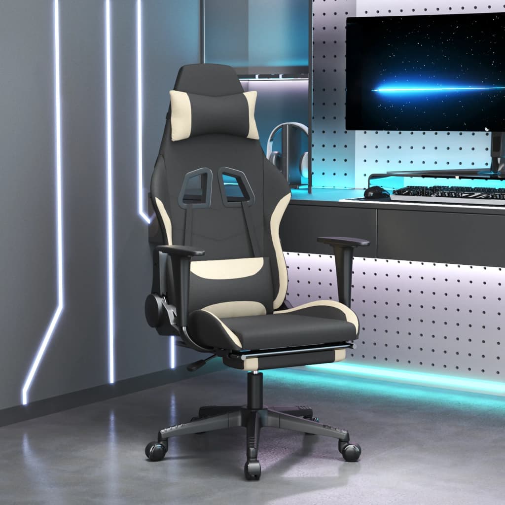 Cadeira de gaming com apoio para os pés tecido preto e amarelo