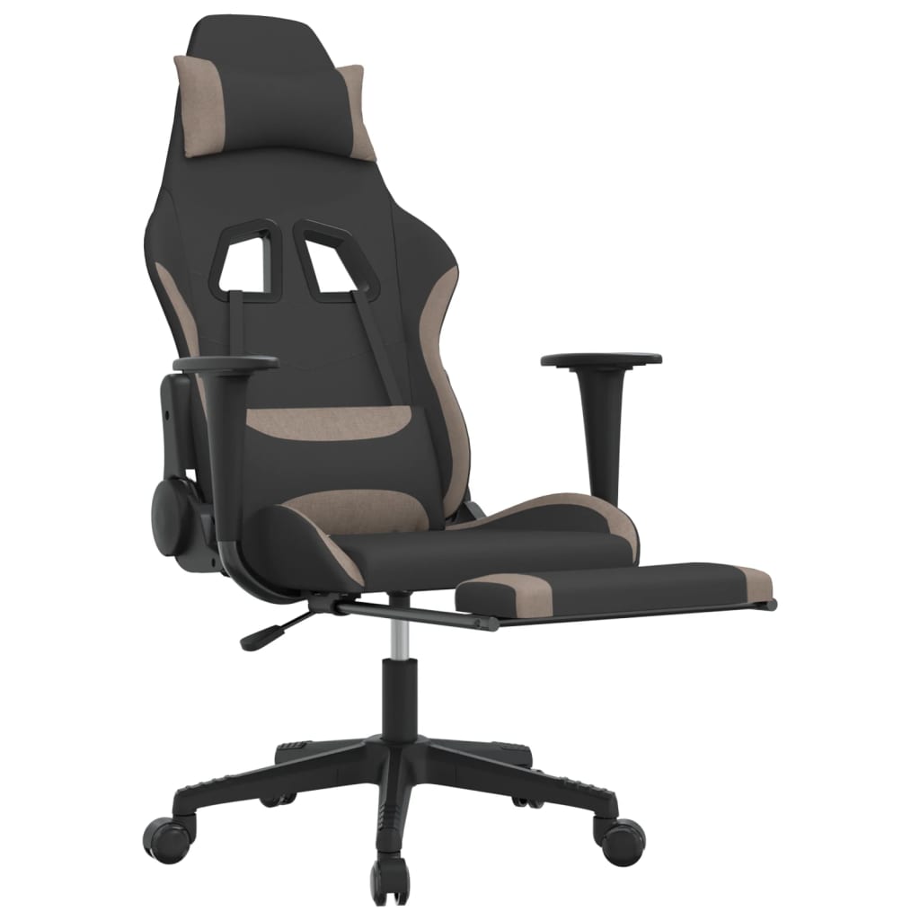 Cadeira de gaming com apoio para os pés tecido preto e amarelo