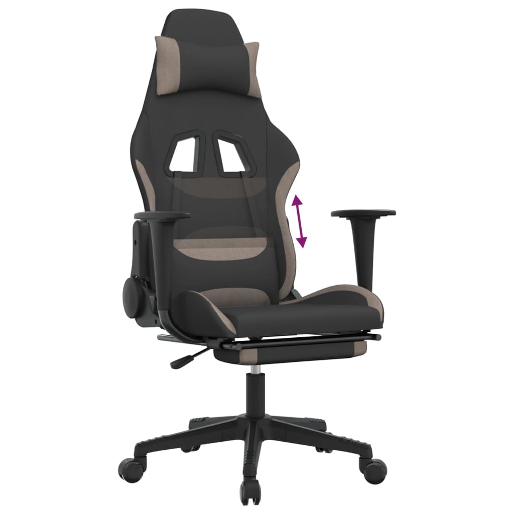 Cadeira de gaming com apoio para os pés tecido preto e amarelo