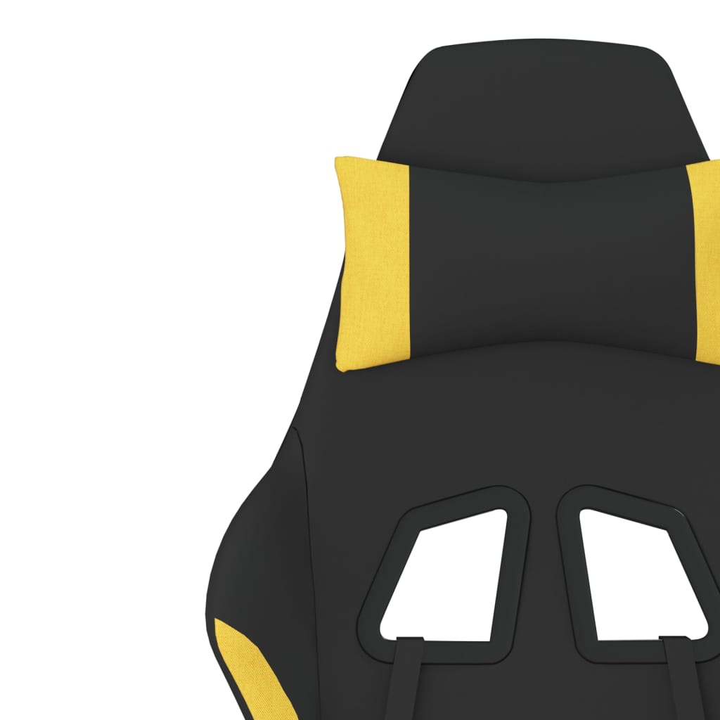 Cadeira de gaming com apoio para os pés tecido preto e amarelo