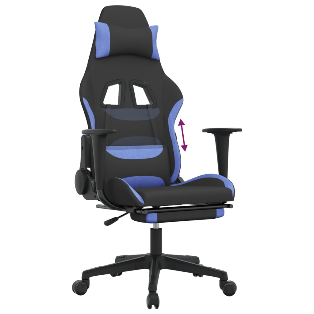 Cadeira de gaming com apoio para os pés tecido preto e amarelo