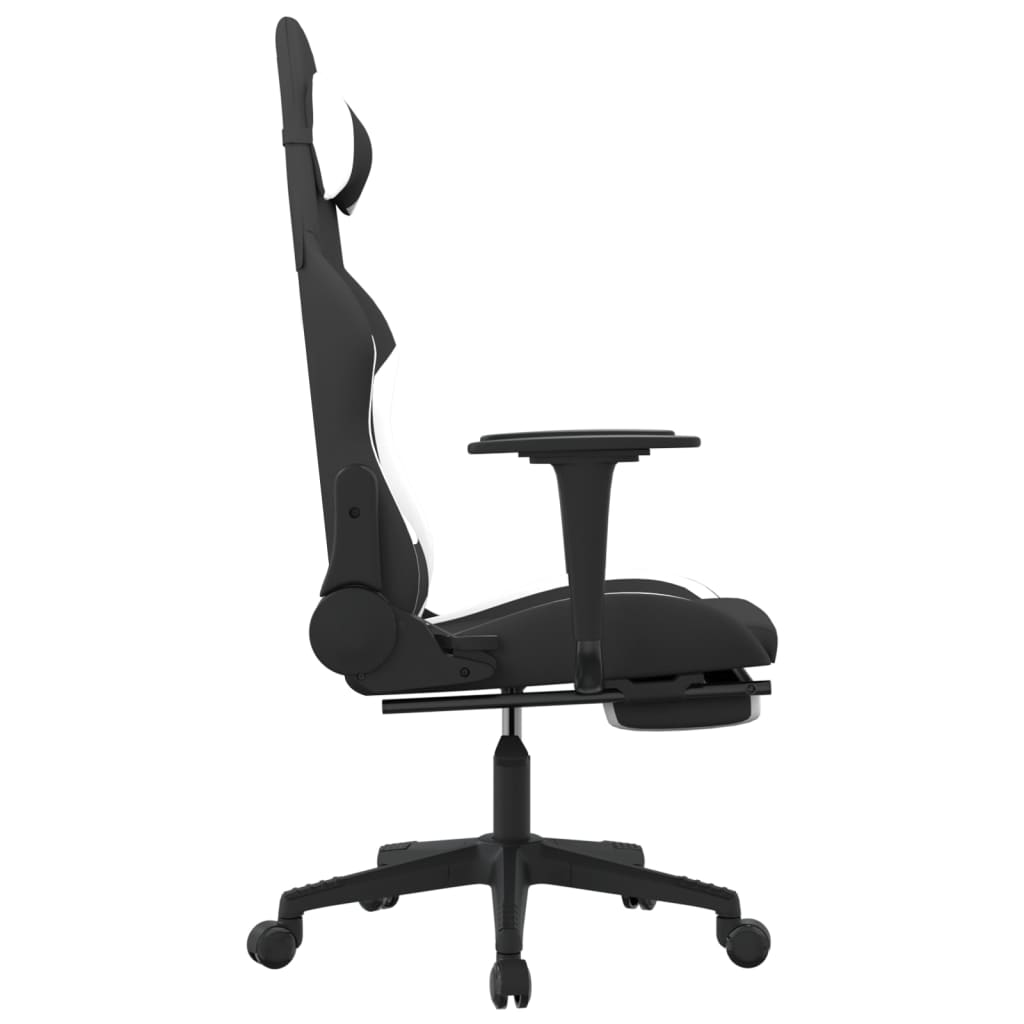 Cadeira de gaming com apoio para os pés tecido preto e amarelo