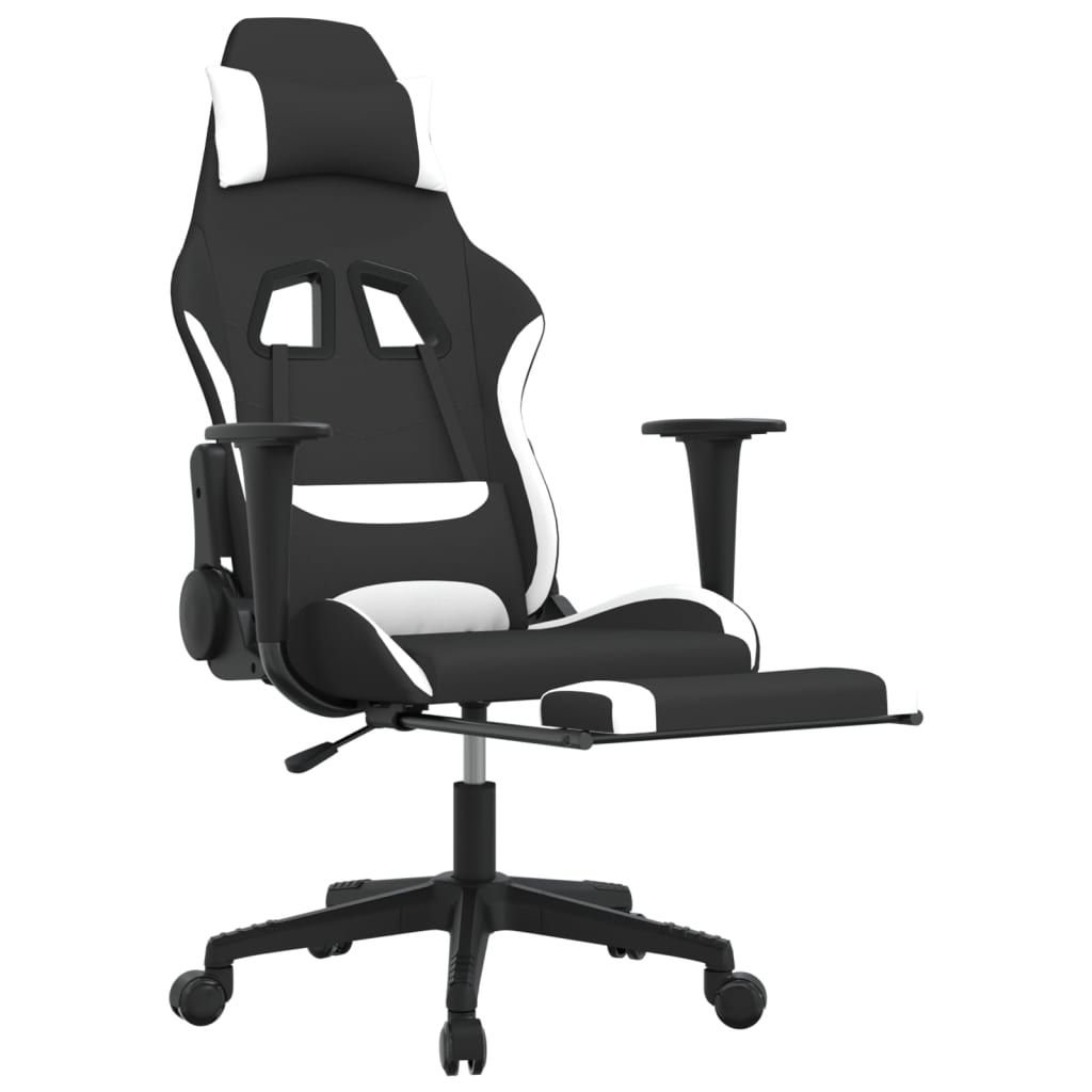 Cadeira de gaming com apoio para os pés tecido preto e amarelo