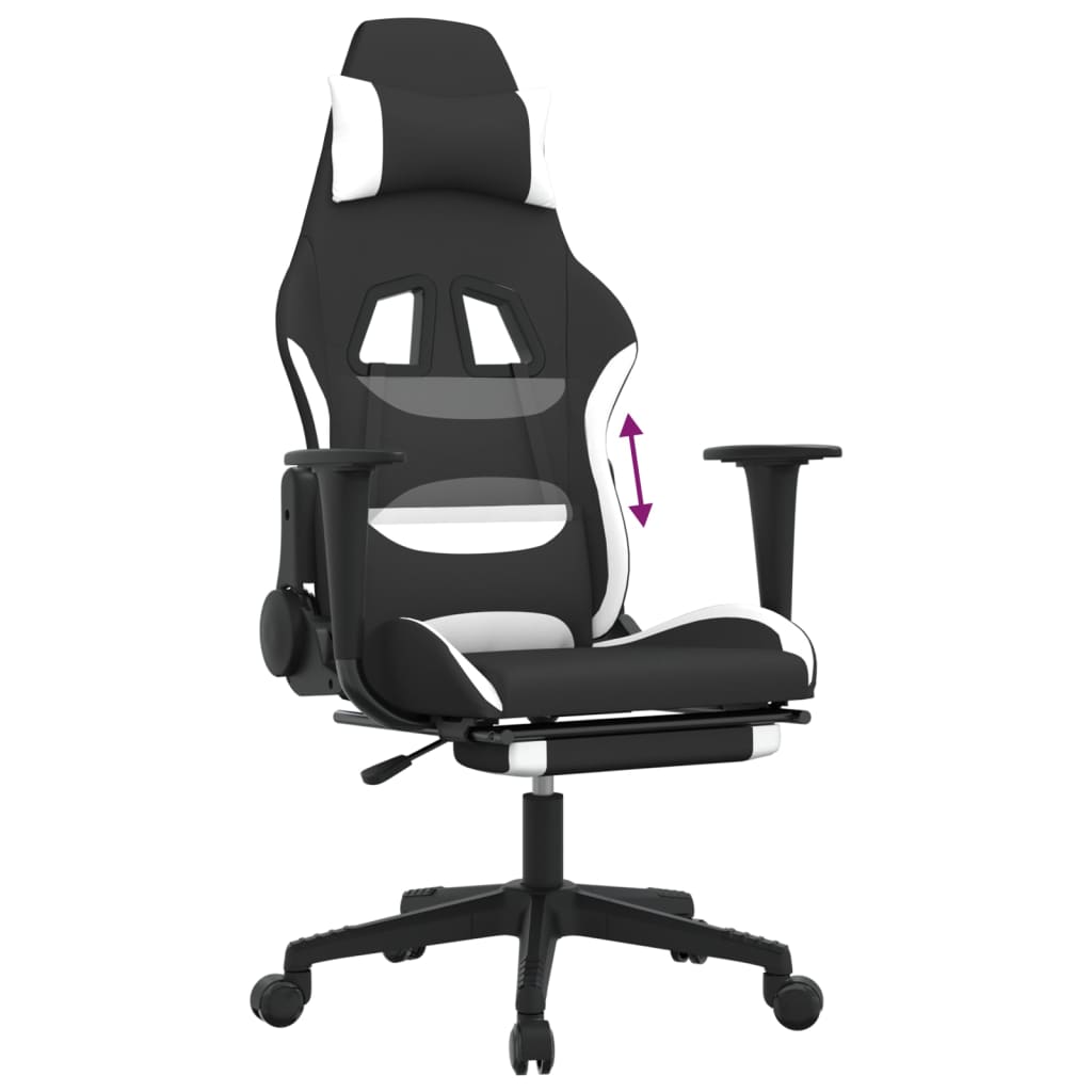 Cadeira de gaming com apoio para os pés tecido preto e amarelo