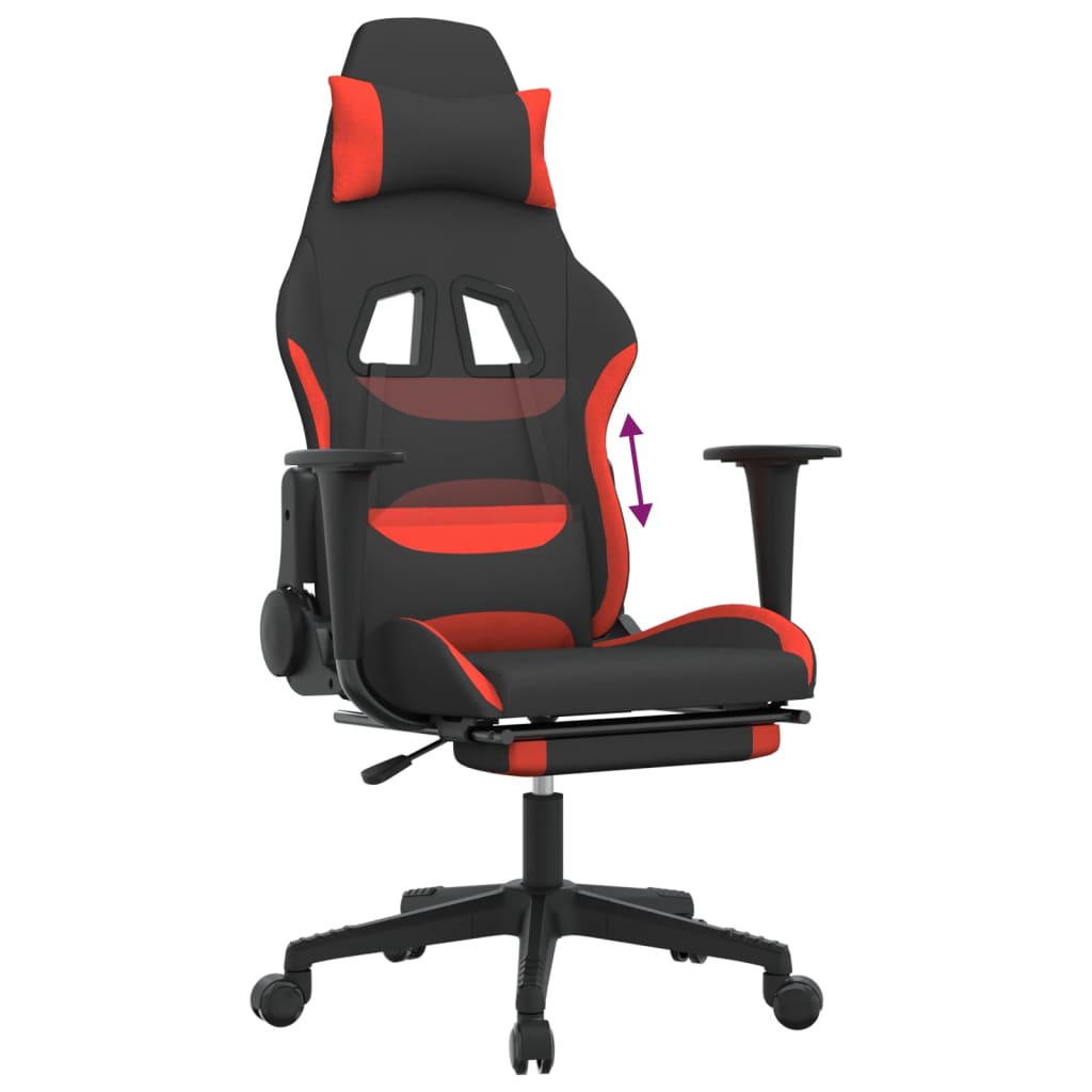 Cadeira de gaming com apoio para os pés tecido preto e amarelo