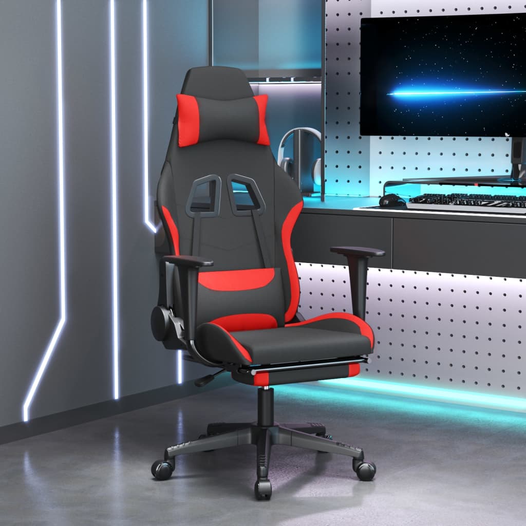 Cadeira de gaming com apoio para os pés tecido preto e amarelo