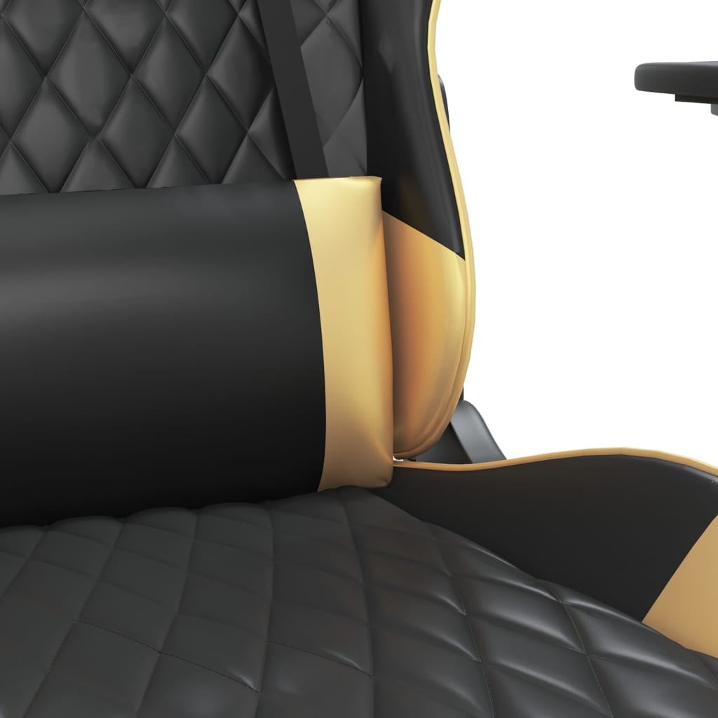 Cadeira gaming c/ apoio para pés couro artificial preto e azul