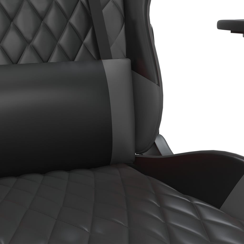 Cadeira gaming c/ apoio para pés couro artificial preto e azul