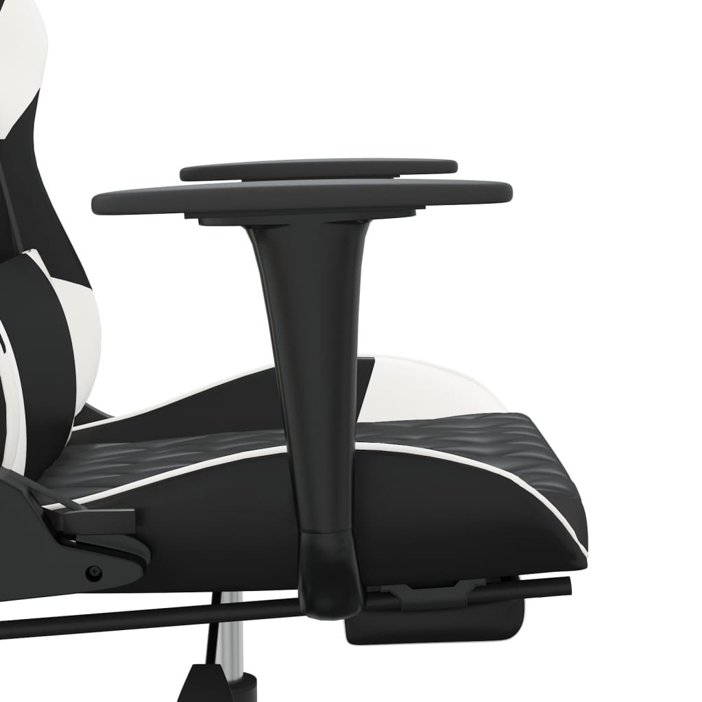 Cadeira gaming c/ apoio para pés couro artificial preto e azul