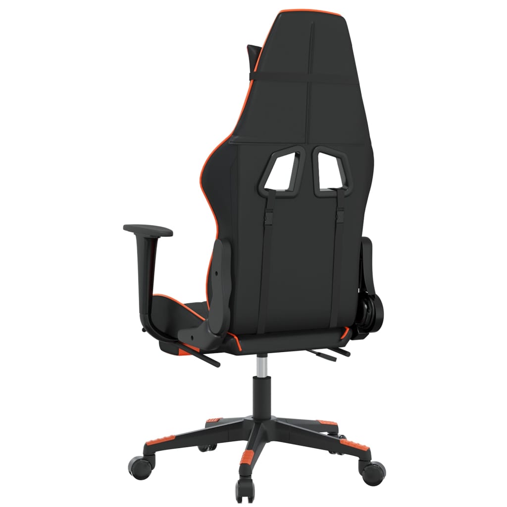 Cadeira gaming c/ apoio para pés couro artificial preto e azul