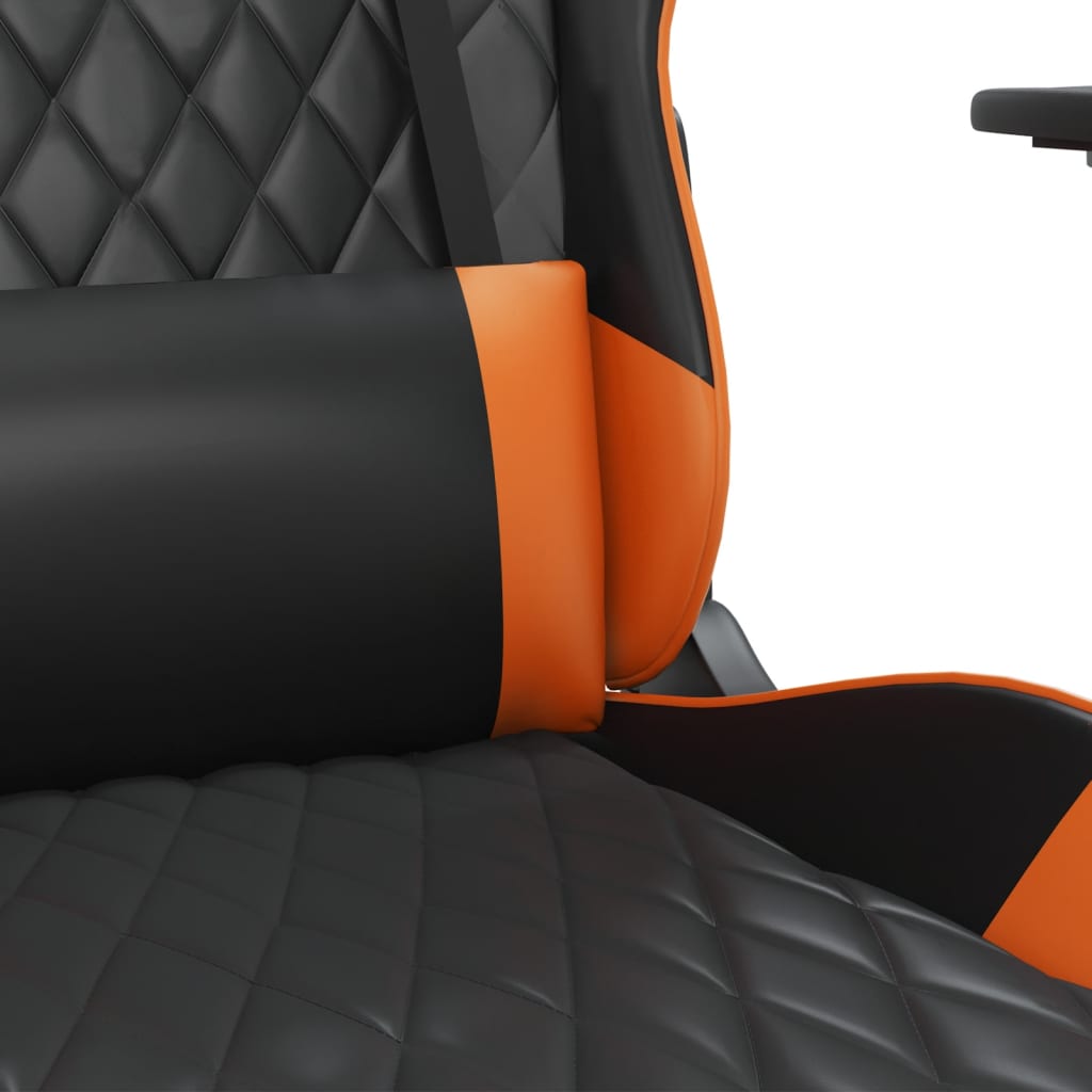 Cadeira gaming c/ apoio para pés couro artificial preto e azul