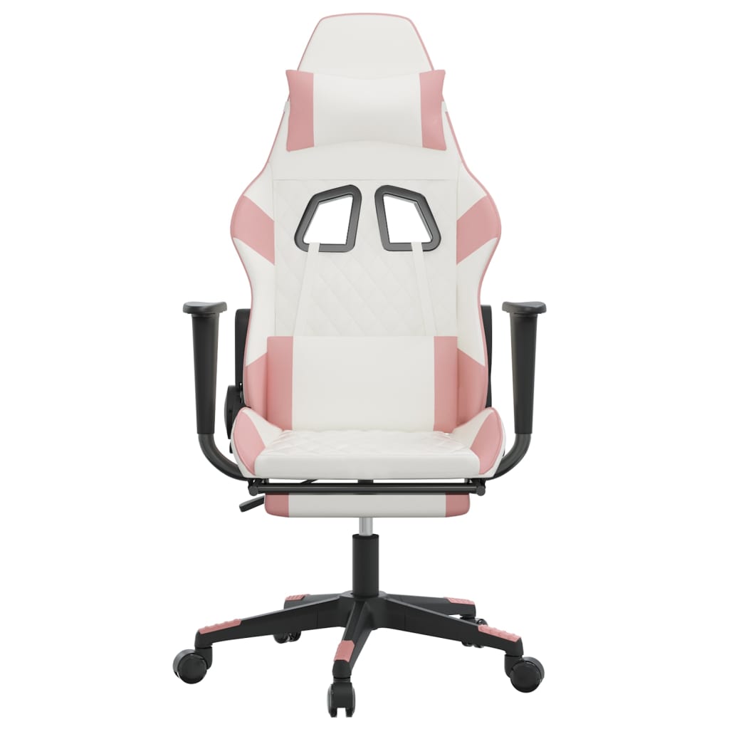 Cadeira gaming c/ apoio para pés couro artificial preto e azul