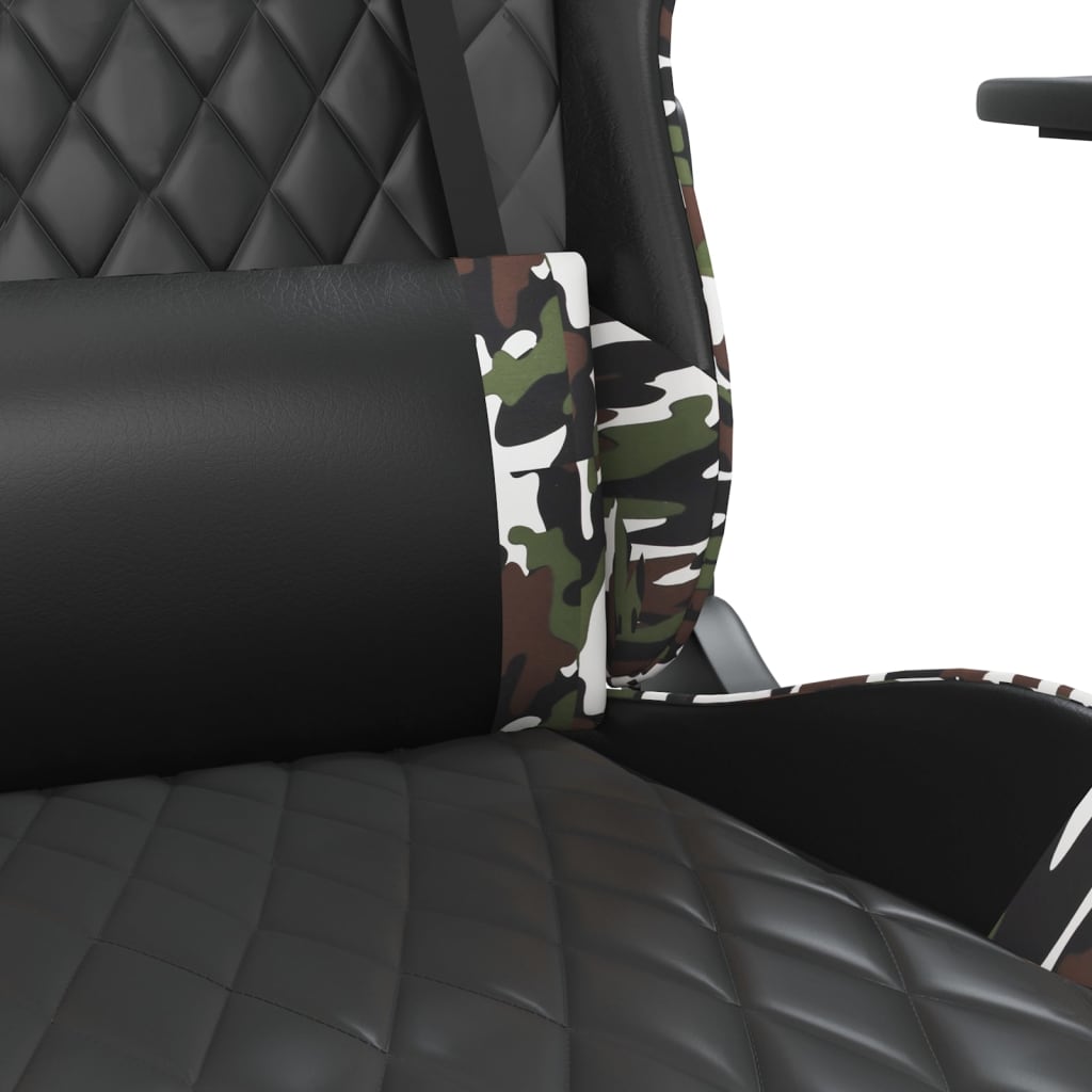 Cadeira gaming c/ apoio para pés couro artificial preto e azul