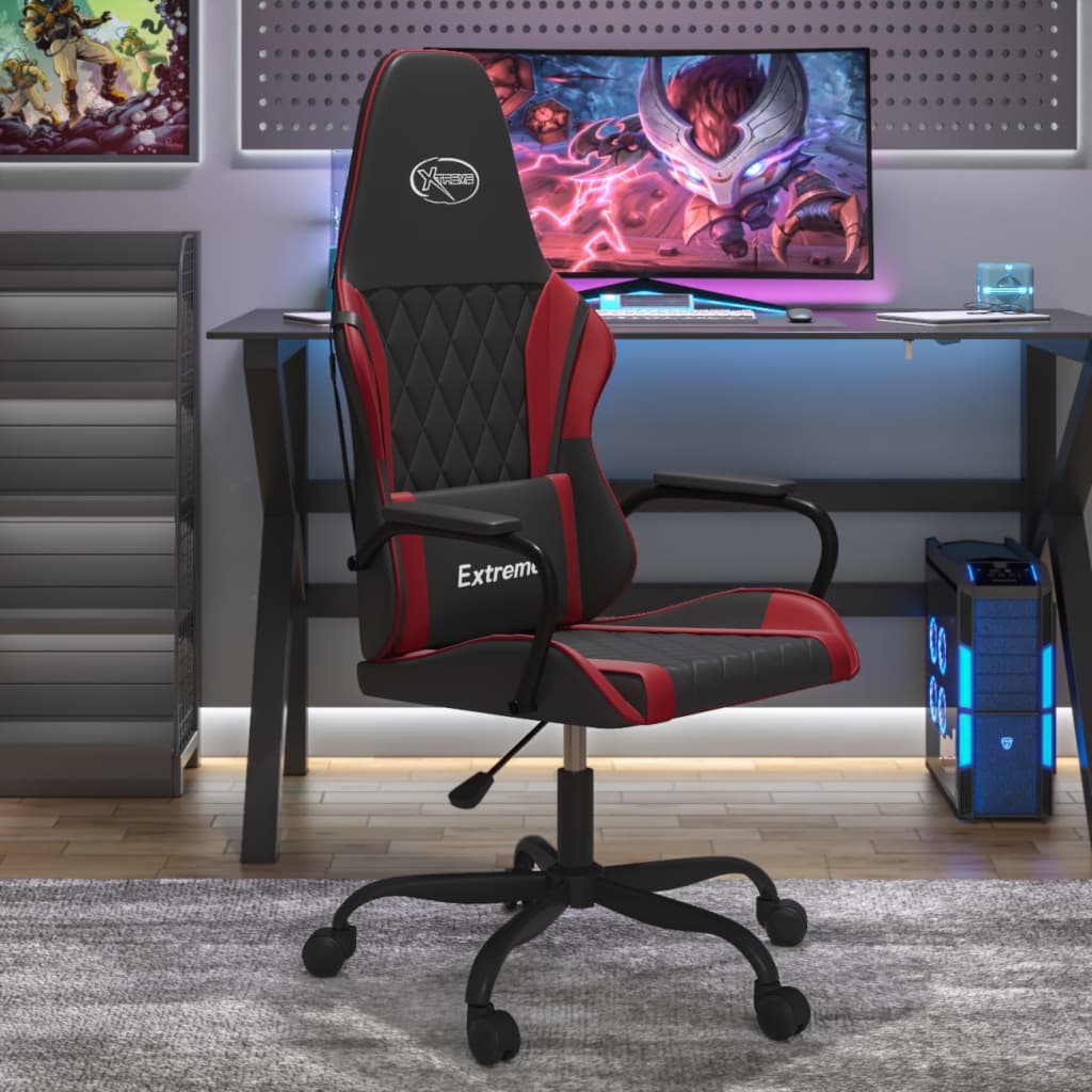 Cadeira de gaming couro artificial preto e vermelho