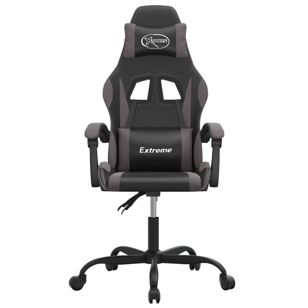 Cadeira gaming couro artificial preto e cinzento