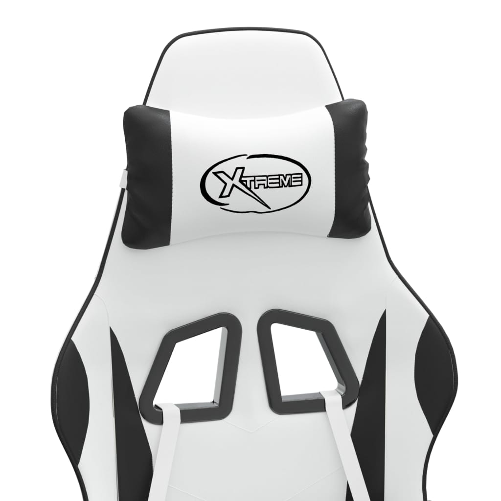 Cadeira gaming c/ apoio para pés couro artificial preto e azul