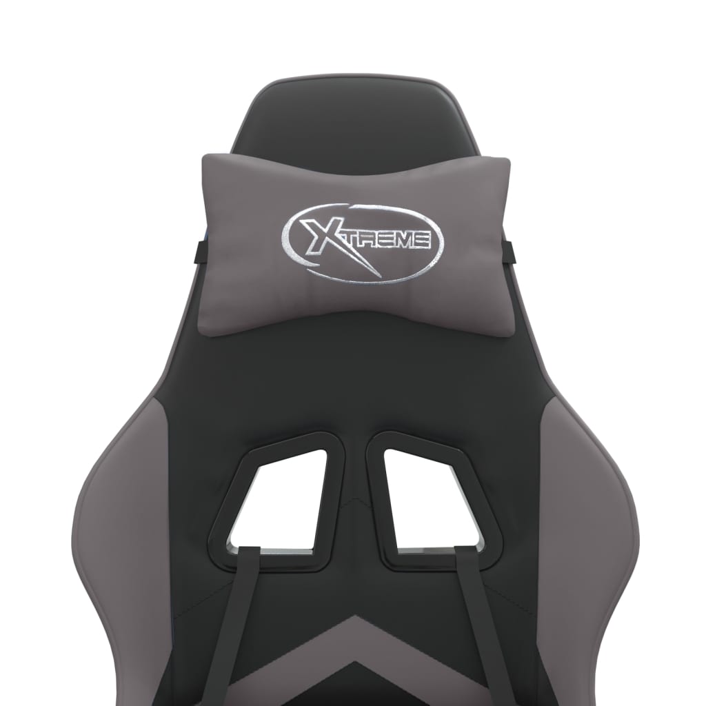 Cadeira gaming couro artificial preto e cinzento