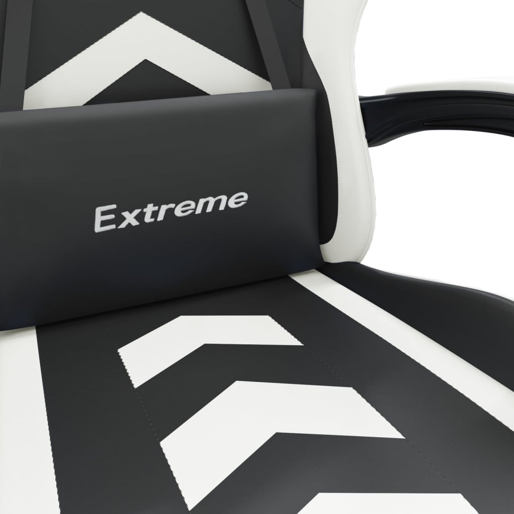 Cadeira gaming c/ apoio para pés couro artificial preto e azul