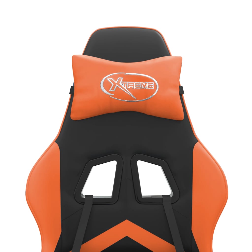 Cadeira gaming c/ apoio para pés couro artificial preto e azul