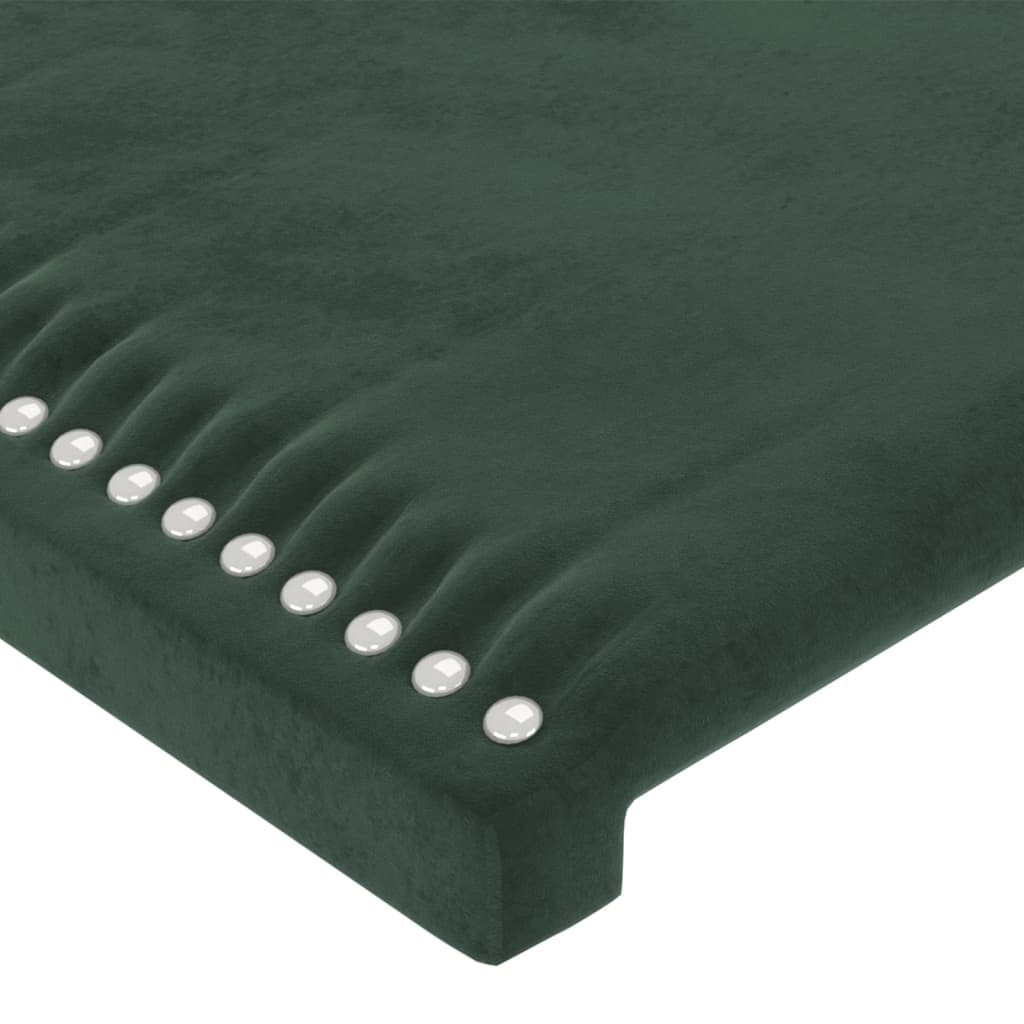 Cabeceira cama c/ luzes LED veludo 183x16x78/88 cm verde-escuro