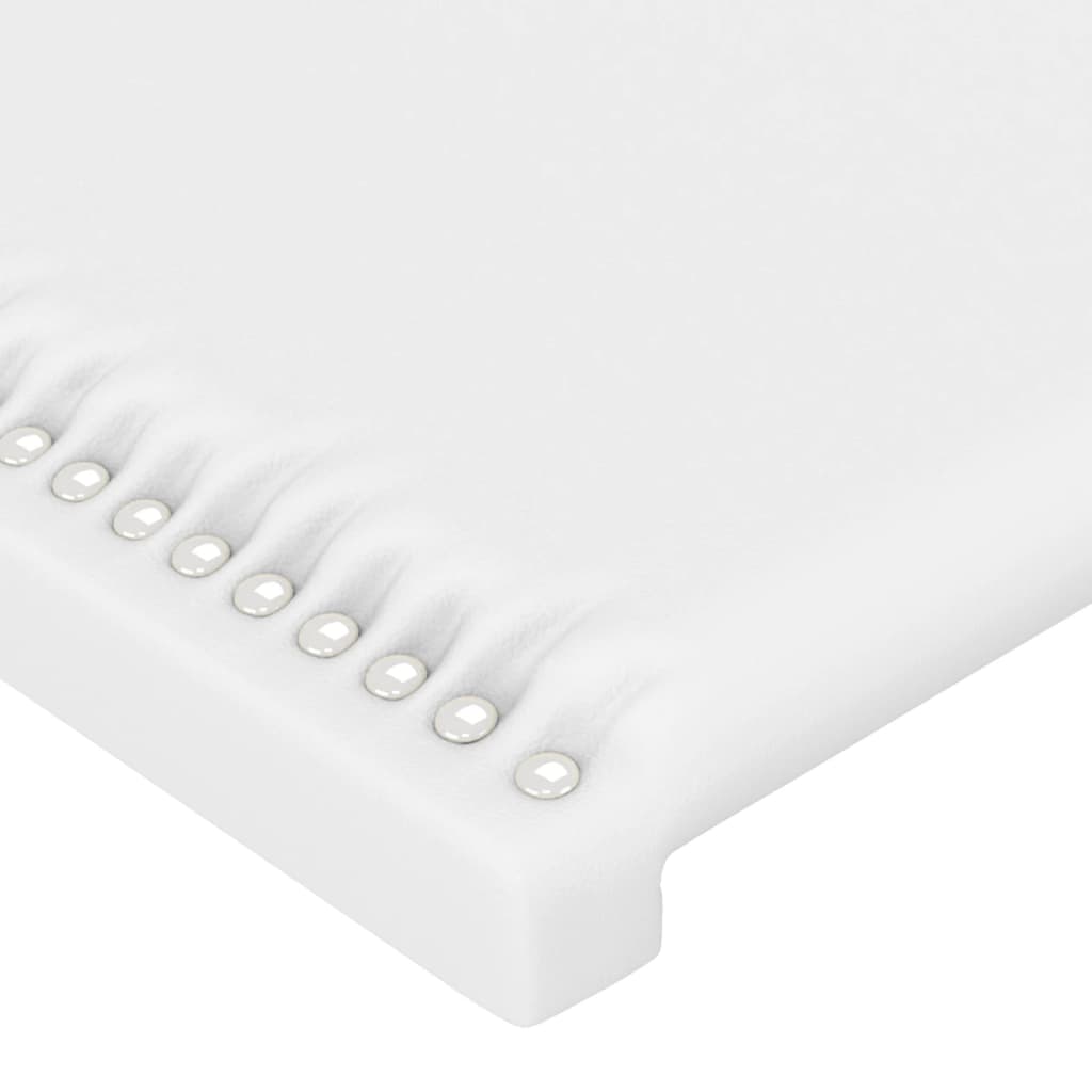 Cabeceira de cama c/ LED couro artificial 203x16x78/88cm branco