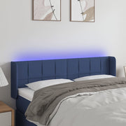 Cabeceira de cama c/ luzes LED tecido 147x16x78/88 cm azul