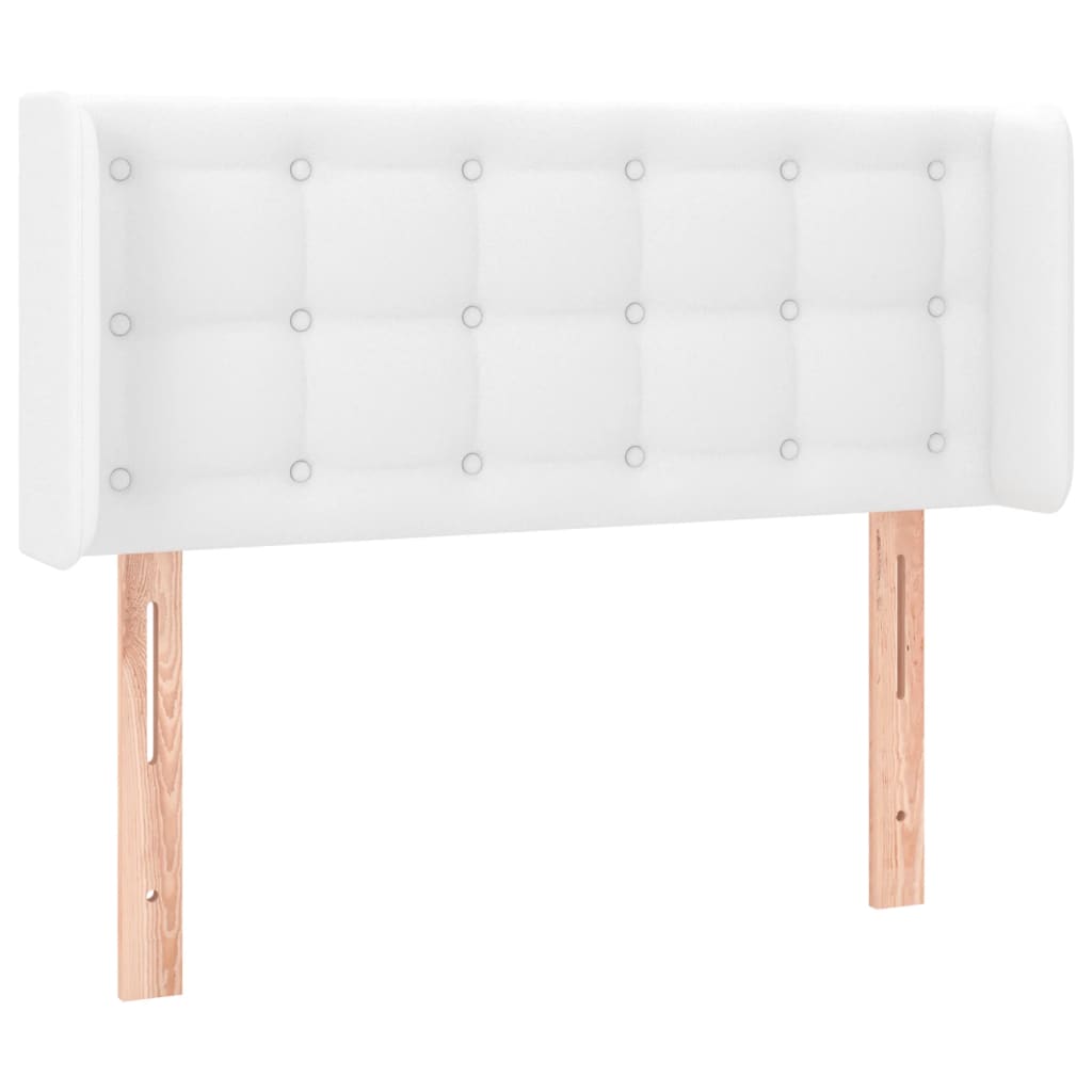 Cabeceira de cama c/ LED couro artificial 83x16x78/88 cm branco