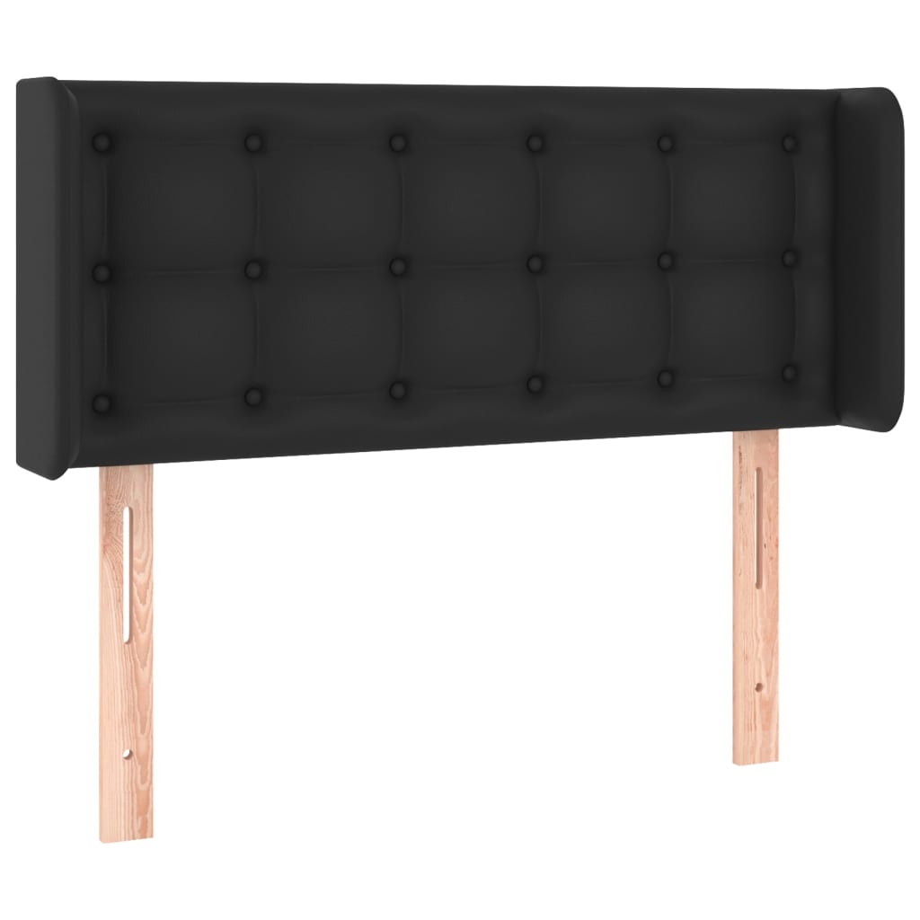Cabeceira de cama c/ LED couro artificial 93x16x78/88 cm preto