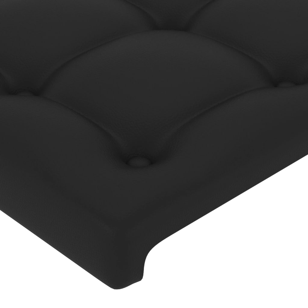 Cabeceira de cama c/ LED couro artificial 93x16x78/88 cm preto