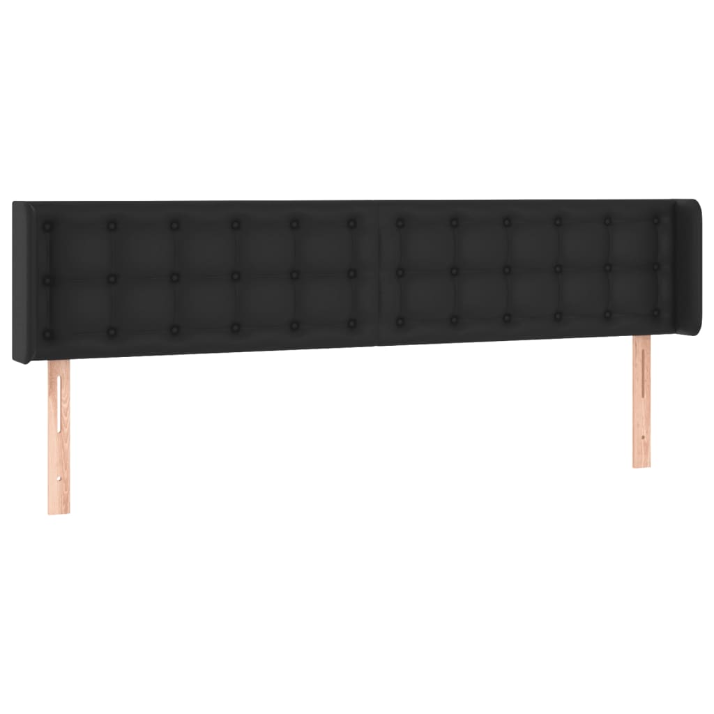 Cabeceira de cama c/ LED couro artificial 183x16x78/88 cm preto