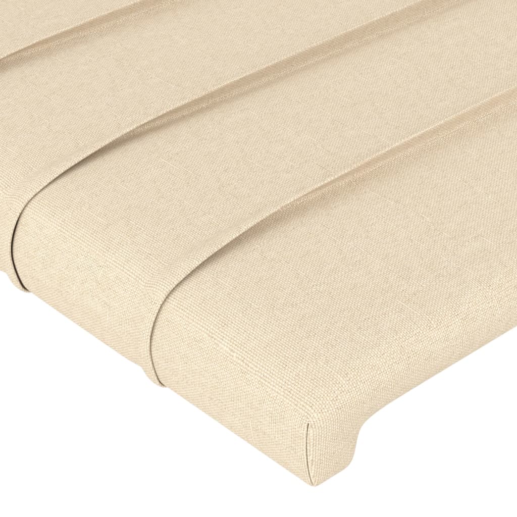 Cabeceira de cama c/ luzes LED tecido 163x16x78/88 cm cor creme