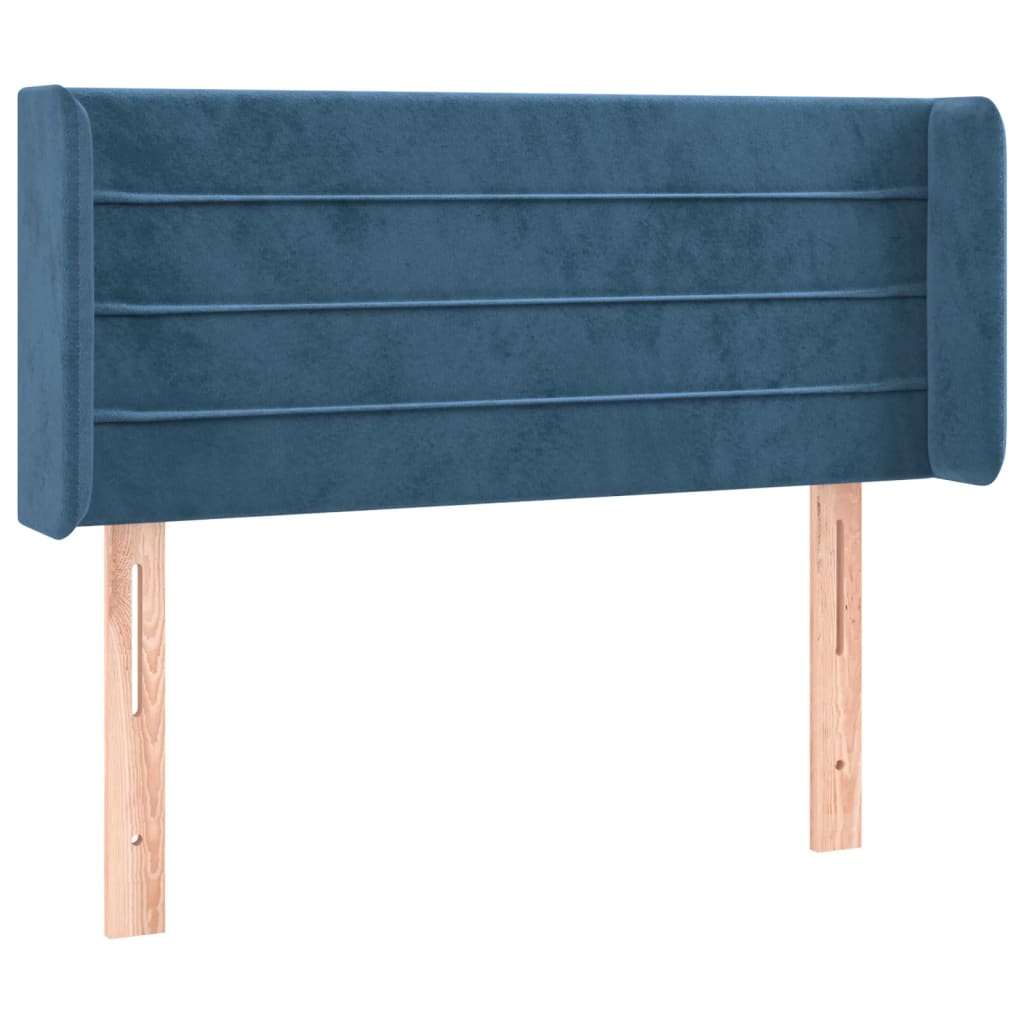 Cabeceira de cama c/ luzes LED veludo 93x16x78/88cm azul-escuro