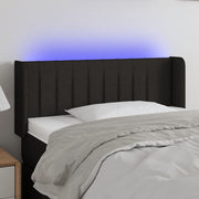 Cabeceira de cama c/ luzes LED tecido 93x16x78/88 cm preto