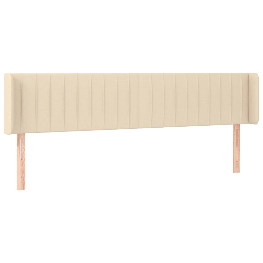 Cabeceira de cama c/ luzes LED tecido 163x16x78/88 cm cor creme