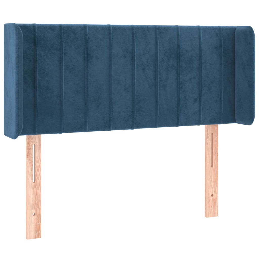 Cabeceira de cama c/ luzes LED veludo 83x16x78/88cm azul-escuro