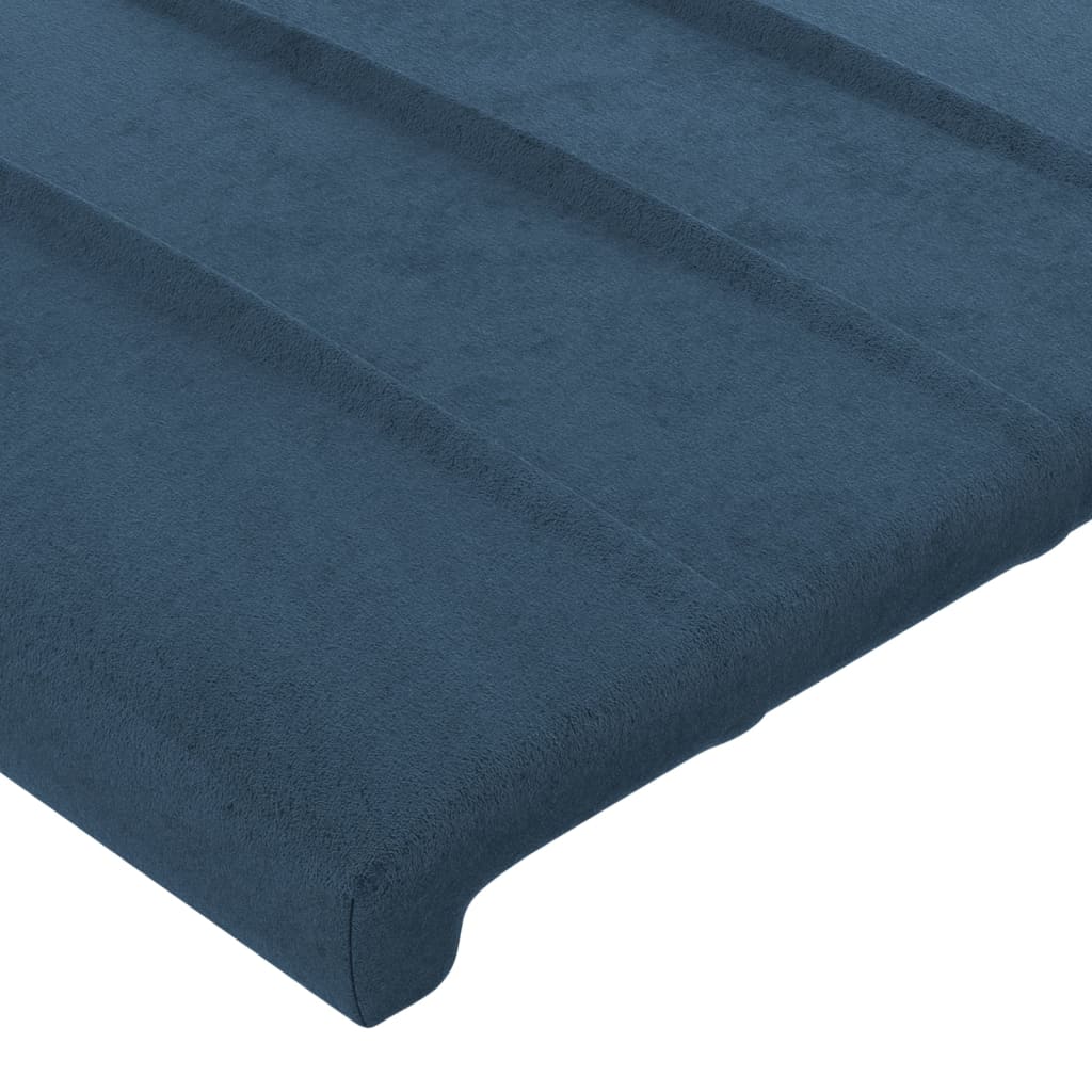 Cabeceira de cama c/ luzes LED veludo 83x16x78/88cm azul-escuro