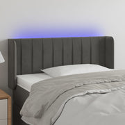 Cabeceira cama c/ luzes LED veludo 93x16x78/88cm cinza-escuro