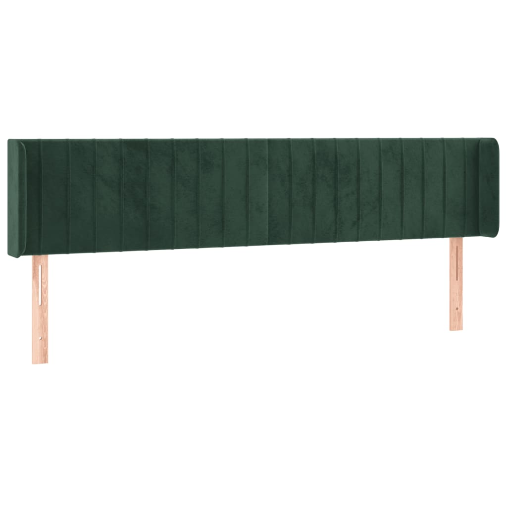Cabeceira cama c/ luzes LED veludo 183x16x78/88 cm verde-escuro