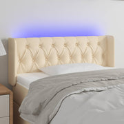 Cabeceira de cama c/ luzes LED tecido 93x16x78/88 cm cor creme