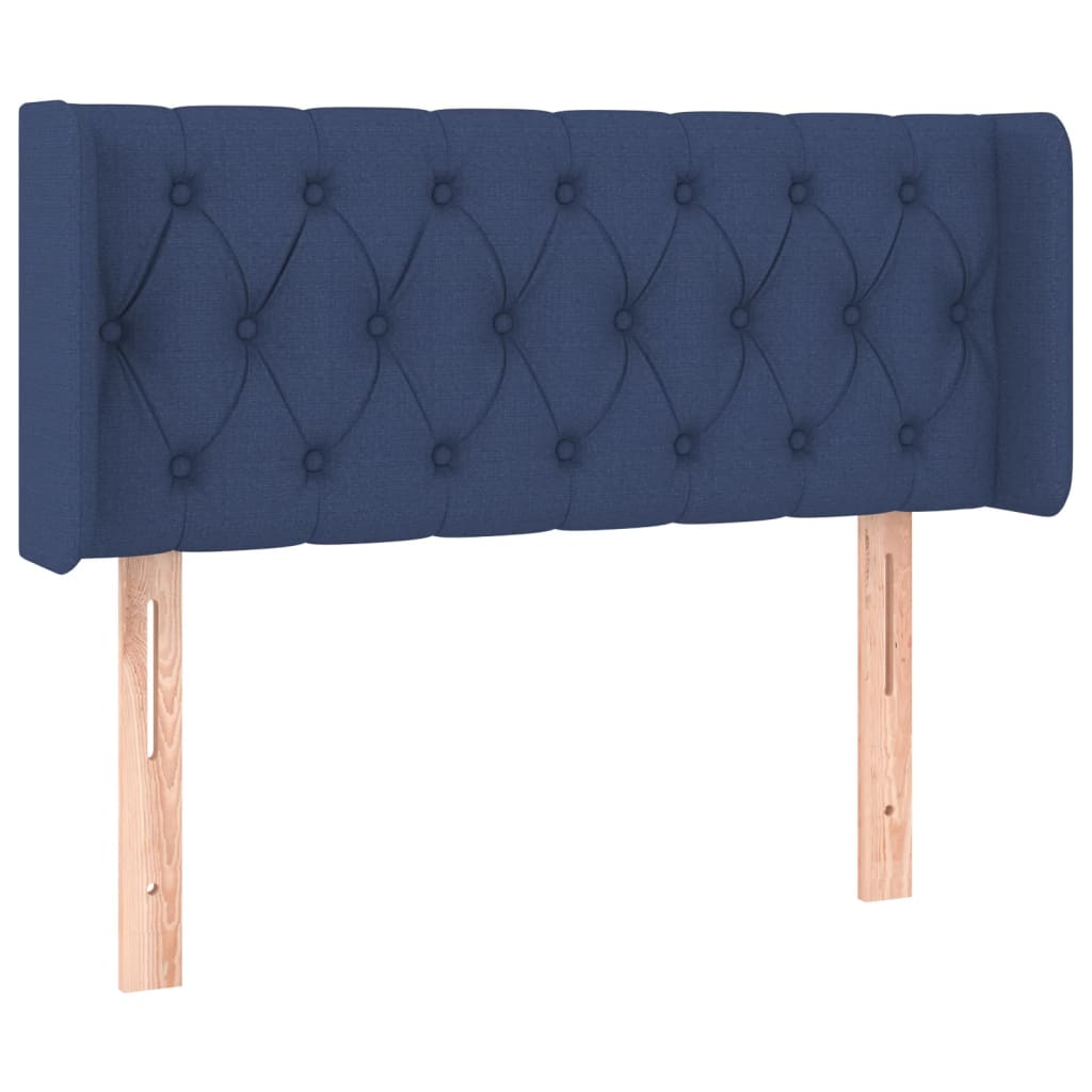 Cabeceira de cama c/ luzes LED tecido 93x16x78/88 cm azul