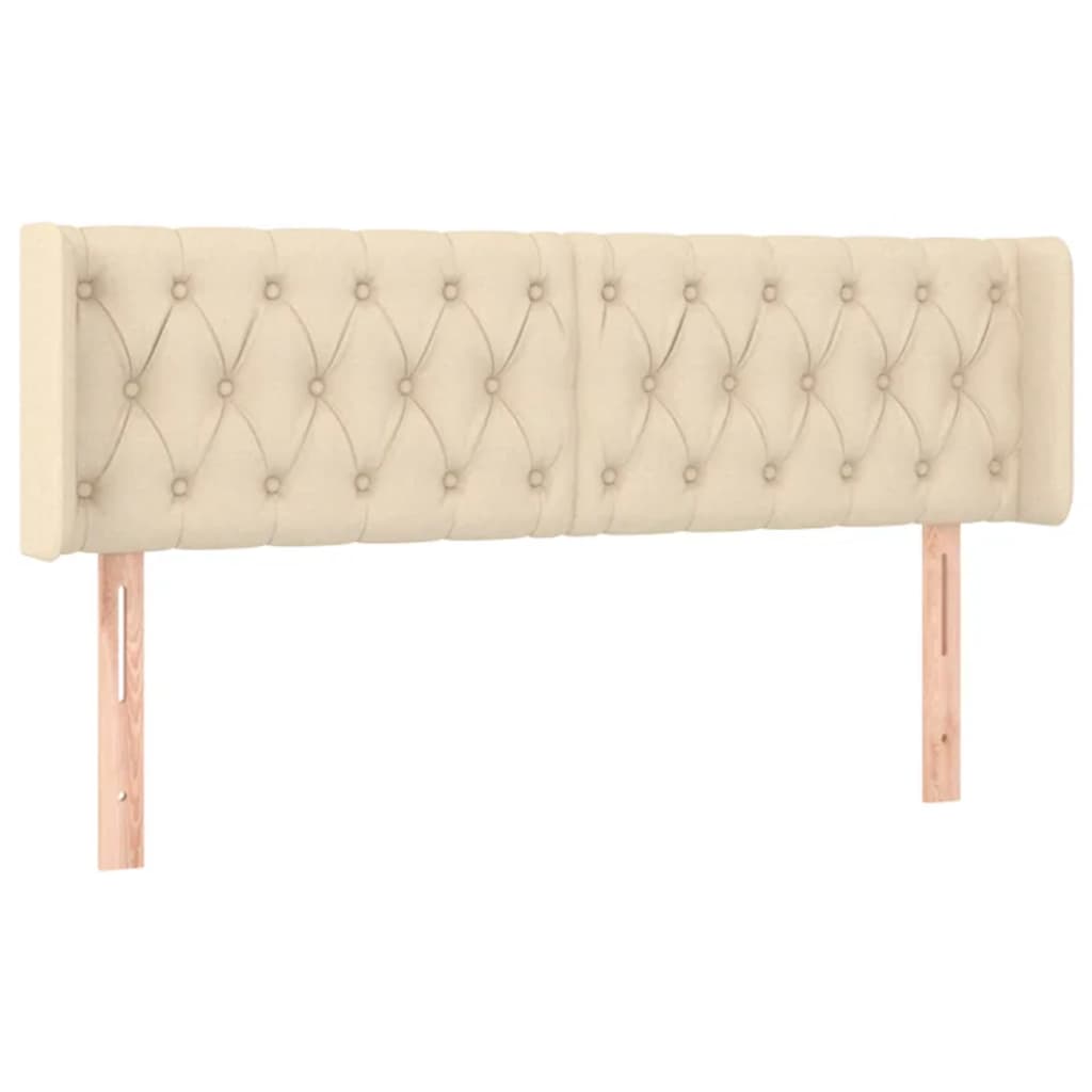 Cabeceira de cama c/ luzes LED tecido 163x16x78/88 cm cor creme