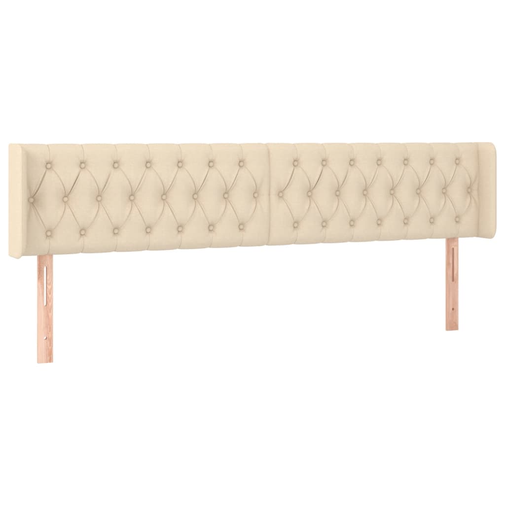 Cabeceira de cama c/ luzes LED tecido 183x16x78/88 cm cor creme