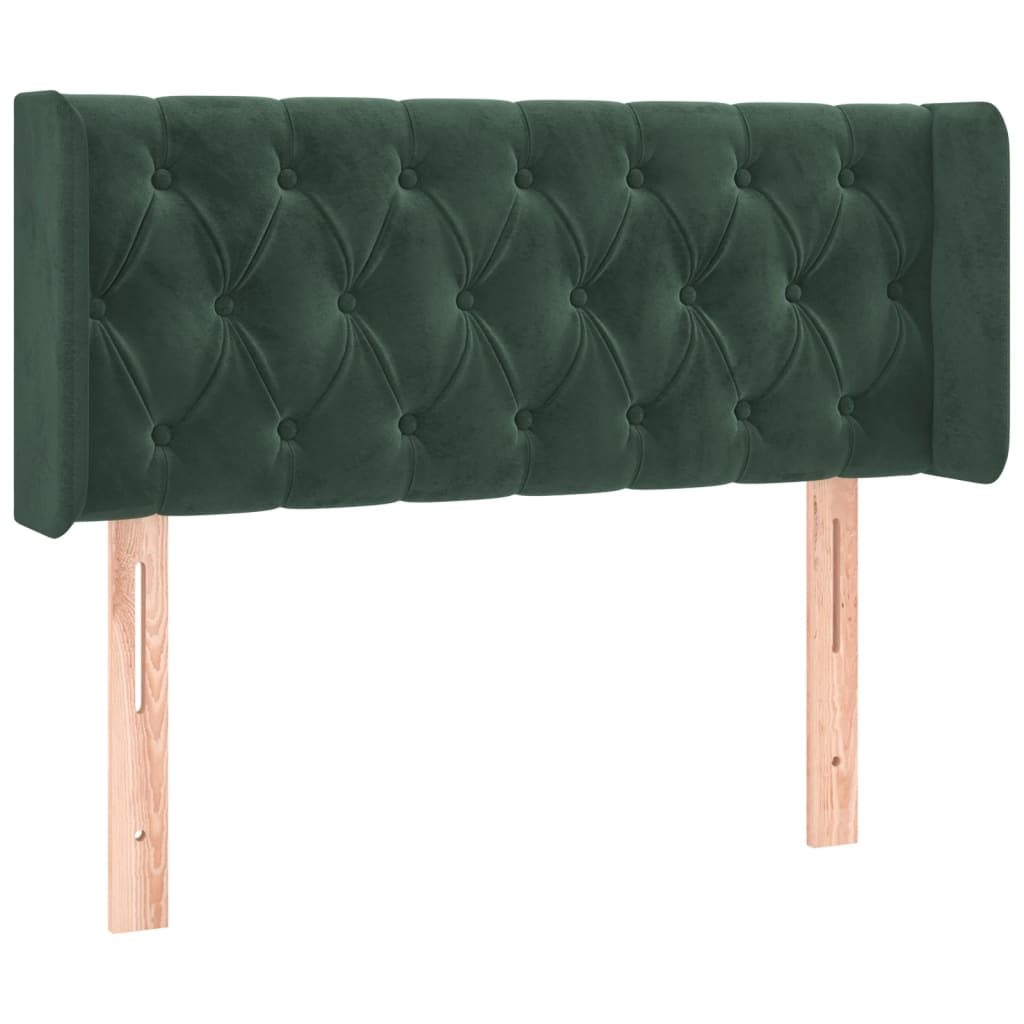 Cabeceira cama c/ luzes LED veludo 93x16x78/88 cm verde-escuro