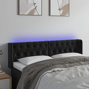 Cabeceira de cama c/ luzes LED veludo 147x16x78/88 cm preto