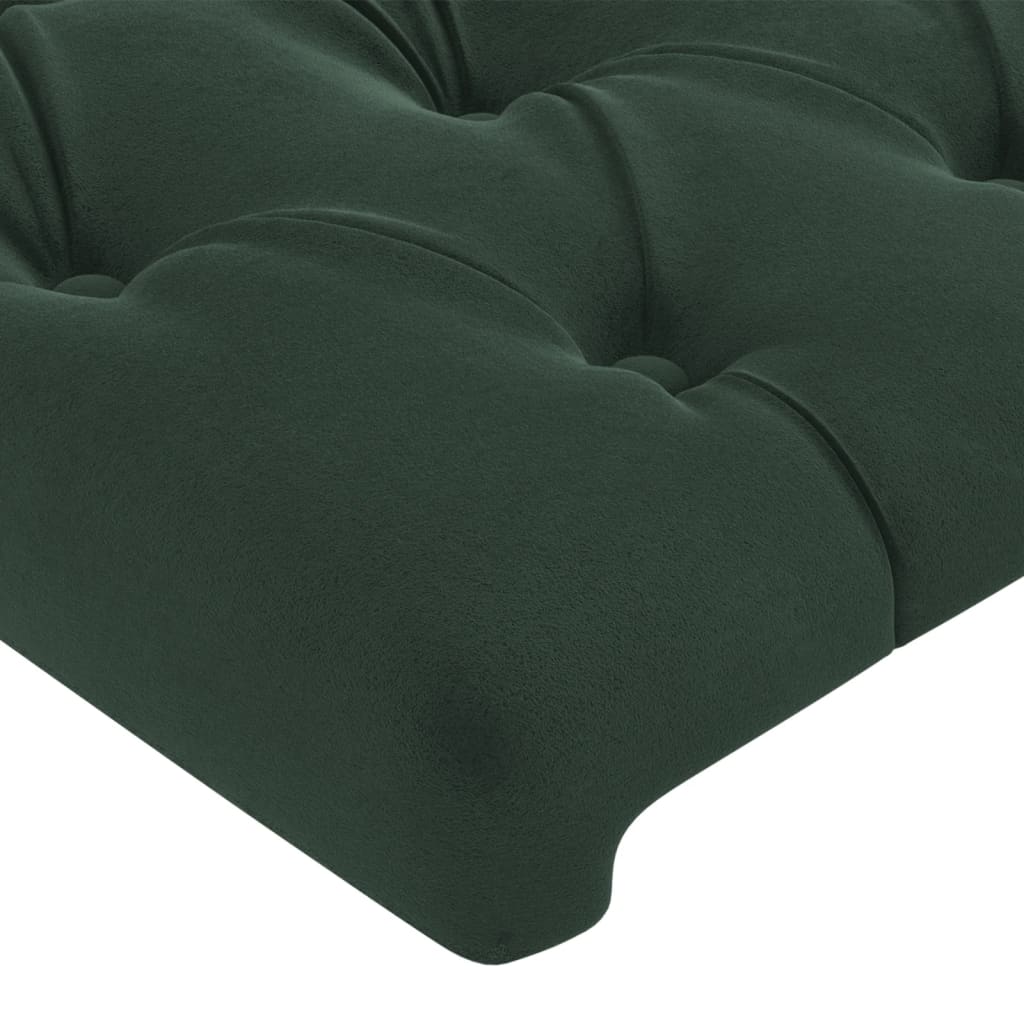 Cabeceira cama c/ luzes LED veludo 183x16x78/88 cm verde-escuro