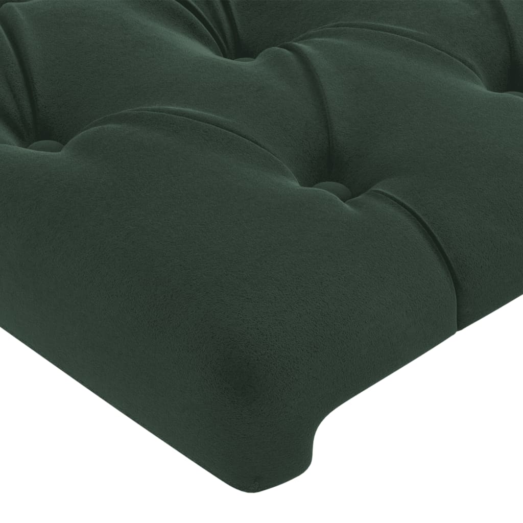 Cabeceira cama c/ luzes LED veludo 203x16x78/88 cm verde-escuro