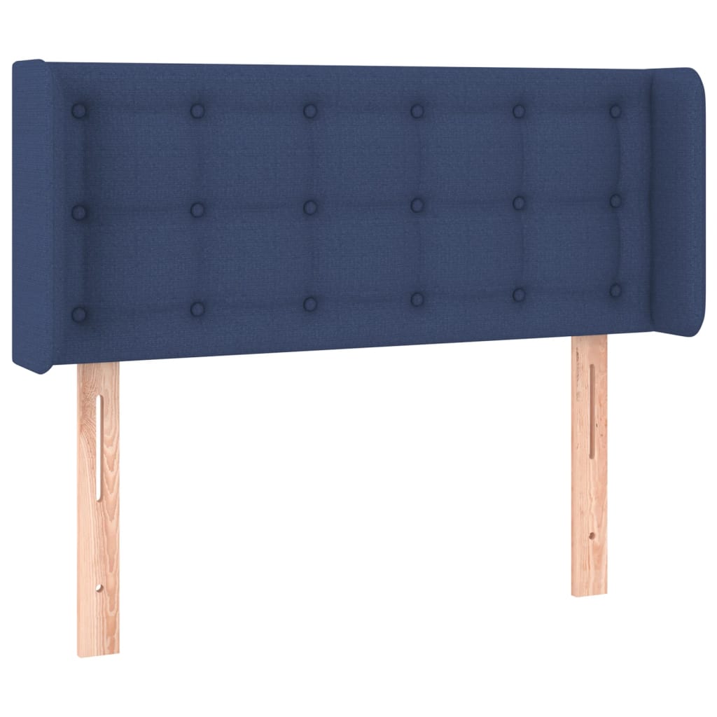 Cabeceira de cama c/ luzes LED tecido 83x16x78/88 cm azul